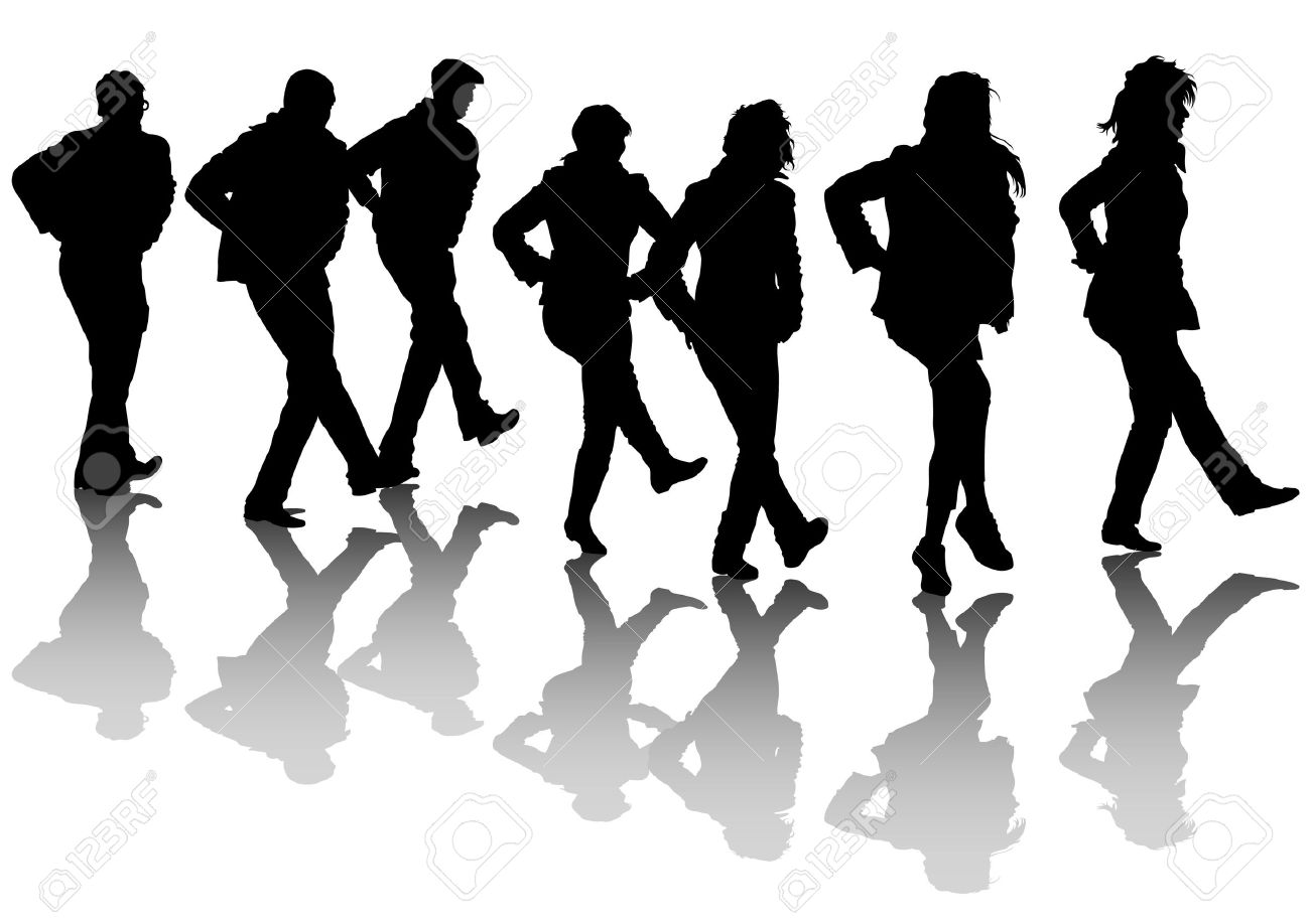 silhouette of line dancers
